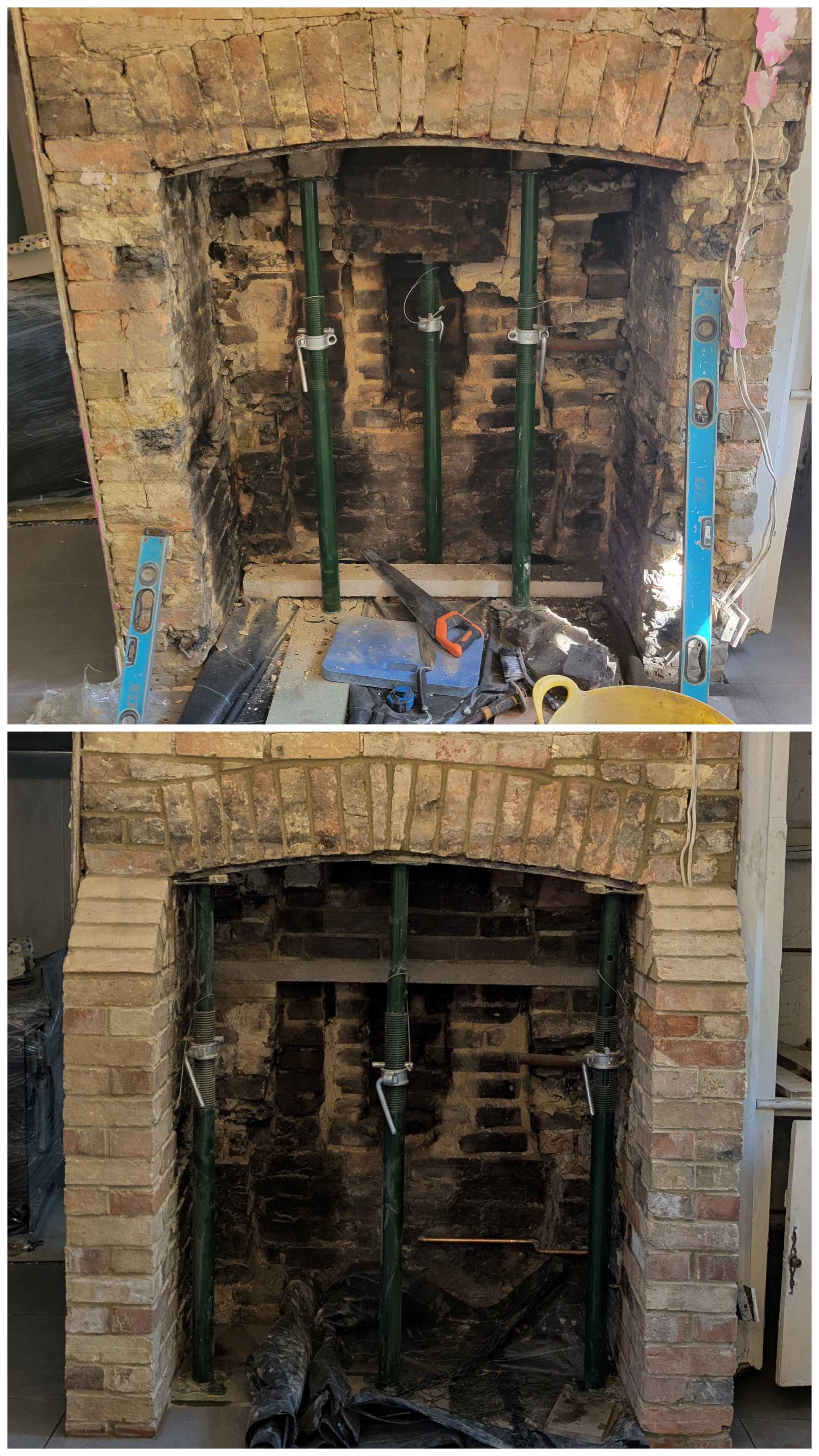 Brick fireplace